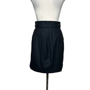 Banana Republic black wool front pleat mini skirt size 8